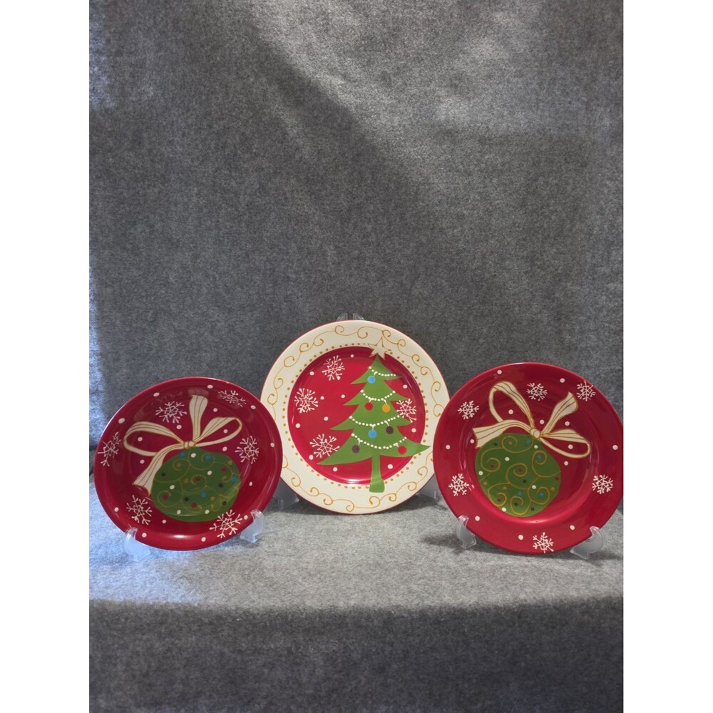 Pier One Christmas Tree/Snowflake Ironstone Plates, Salad Plates & Bowls. READ